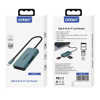 Onten C13 3 in 1 USB-C / Type-C to XQD & SD & TF Card Reader(Pine Green) - Card Reader by Onten | Online Shopping UK | buy2fix