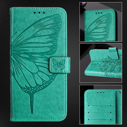 For Blackview A52 Embossed Butterfly Leather Phone Case(Green) - More Brand by buy2fix | Online Shopping UK | buy2fix