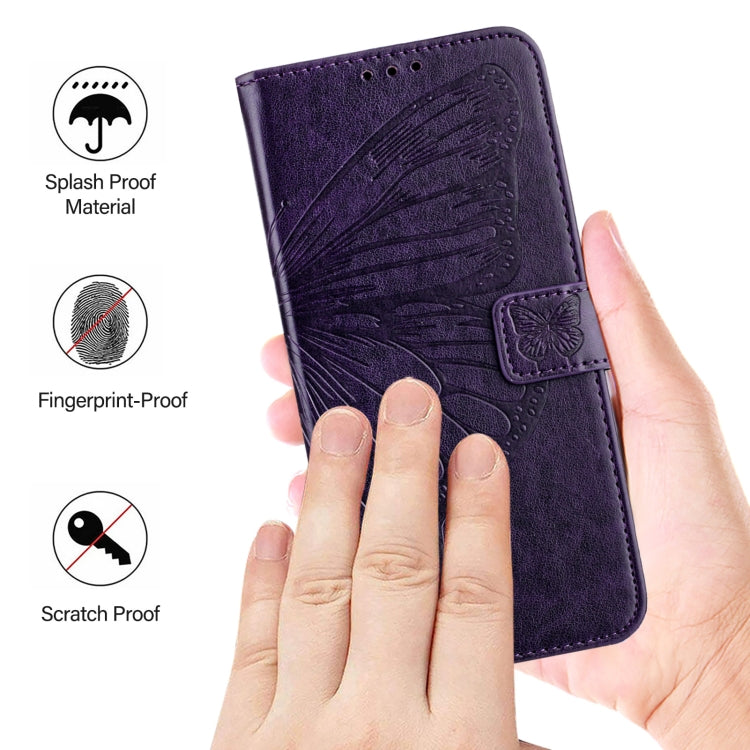 For Blackview A53 Embossed Butterfly Leather Phone Case(Dark Purple) - More Brand by buy2fix | Online Shopping UK | buy2fix