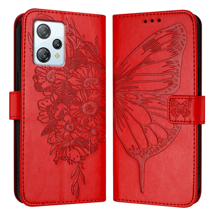 For Blackview A53 Embossed Butterfly Leather Phone Case(Red) - More Brand by buy2fix | Online Shopping UK | buy2fix