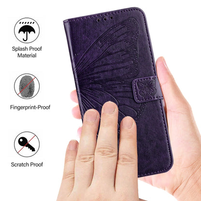 For Blackview Wave 6C Embossed Butterfly Leather Phone Case(Dark Purple) - More Brand by buy2fix | Online Shopping UK | buy2fix