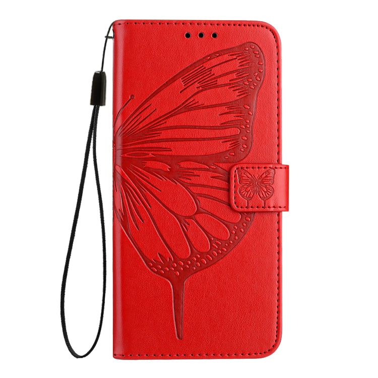 For Blackview Wave 6C Embossed Butterfly Leather Phone Case(Red) - More Brand by buy2fix | Online Shopping UK | buy2fix