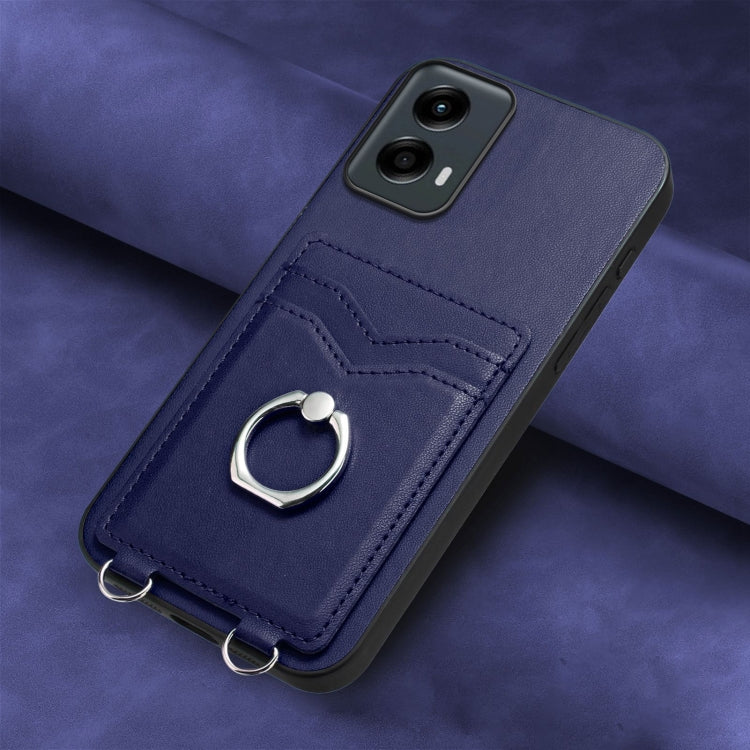 For Motorola Moto G Play 2024 5G R20 Ring Card Holder Phone Case(Blue) - Motorola Cases by buy2fix | Online Shopping UK | buy2fix