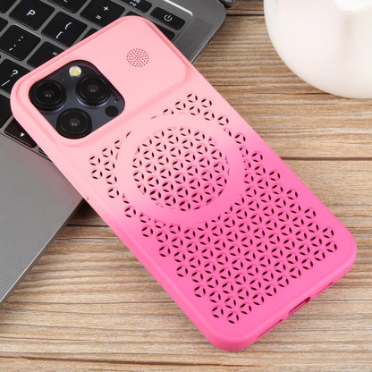 For iPhone 14 Pro Max Gradient Color Honeycomb Aromatherapy MagSafe Phone Case(Pink+Rose Red) - iPhone 14 Pro Max Cases by buy2fix | Online Shopping UK | buy2fix