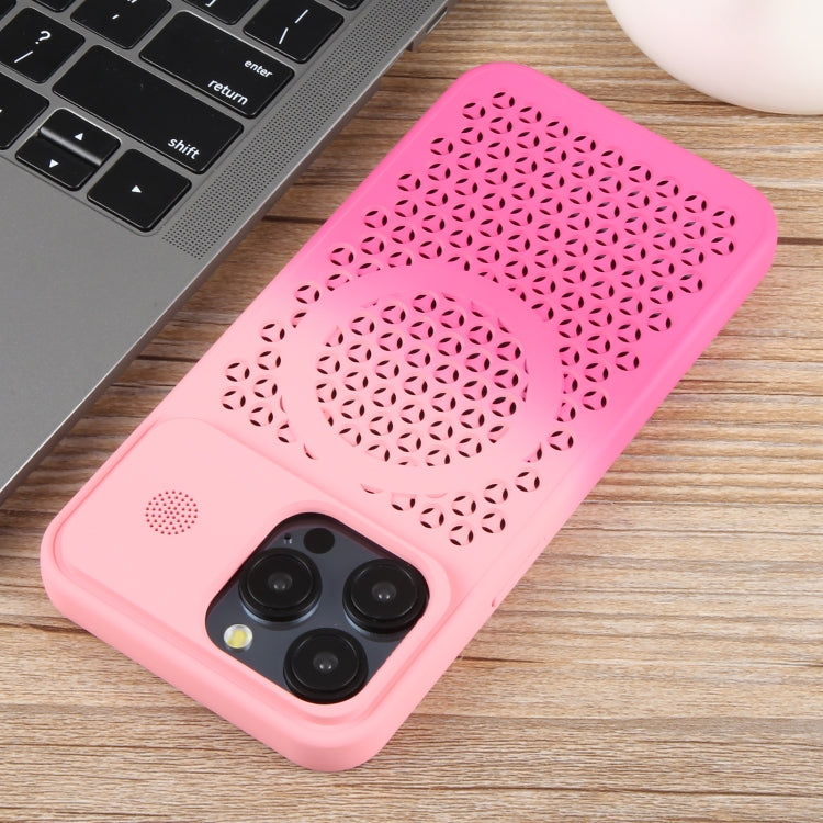 For iPhone 14 Pro Max Gradient Color Honeycomb Aromatherapy MagSafe Phone Case(Pink+Rose Red) - iPhone 14 Pro Max Cases by buy2fix | Online Shopping UK | buy2fix