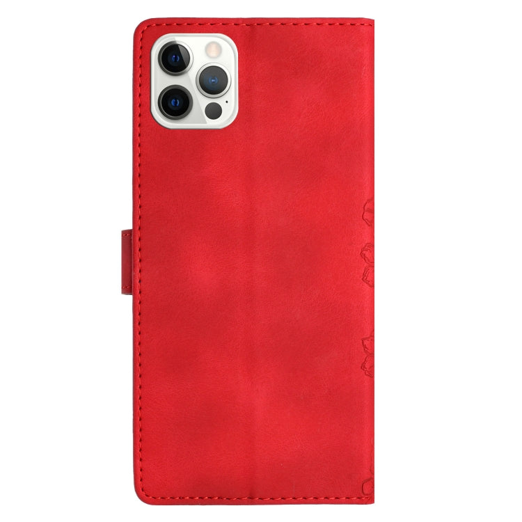 For iPhone 16 Pro Max Cherry Blossom Butterfly Skin Feel Embossed PU Phone Case(Red) - iPhone 16 Pro Max Cases by buy2fix | Online Shopping UK | buy2fix