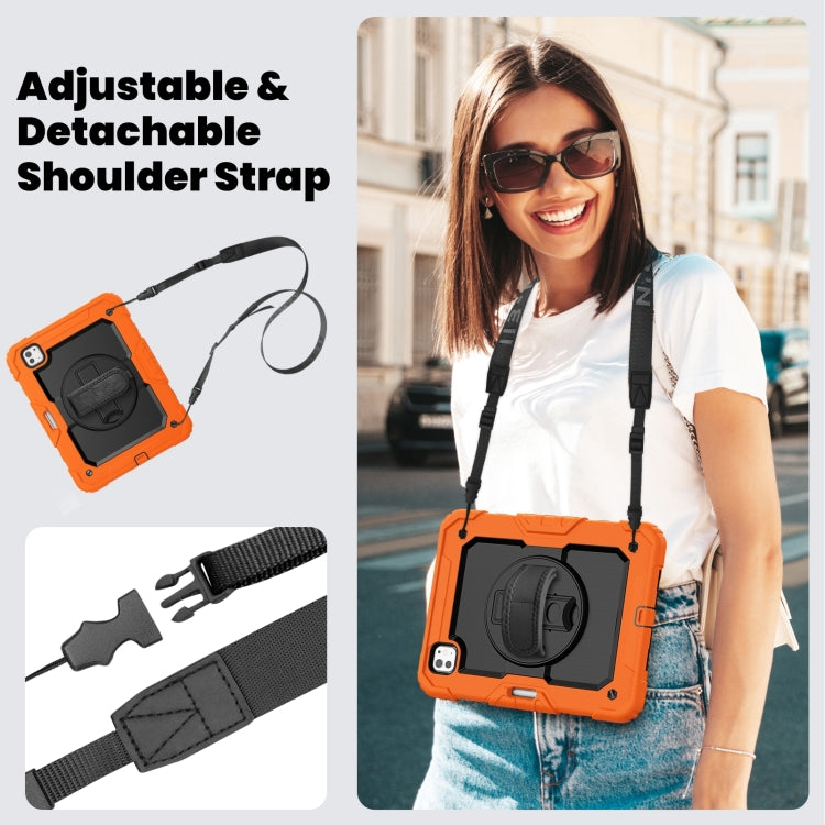 For iPad Pro 11 2024 Silicone Hybrid PC Tablet Case with Shoulder Strap(Orange) - iPad Pro 11 2024 Cases by buy2fix | Online Shopping UK | buy2fix