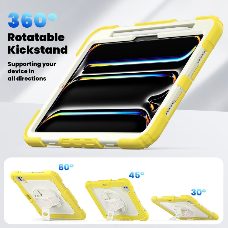 For iPad Pro 11 2024 Silicone Hybrid PC Tablet Case with Shoulder Strap(Beige + Yellow) - iPad Pro 11 2024 Cases by buy2fix | Online Shopping UK | buy2fix