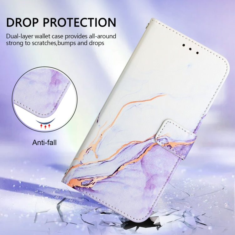 For Blackview Color 8 PT003 Marble Pattern Flip Leather Phone Case(White Purple) - More Brand by buy2fix | Online Shopping UK | buy2fix