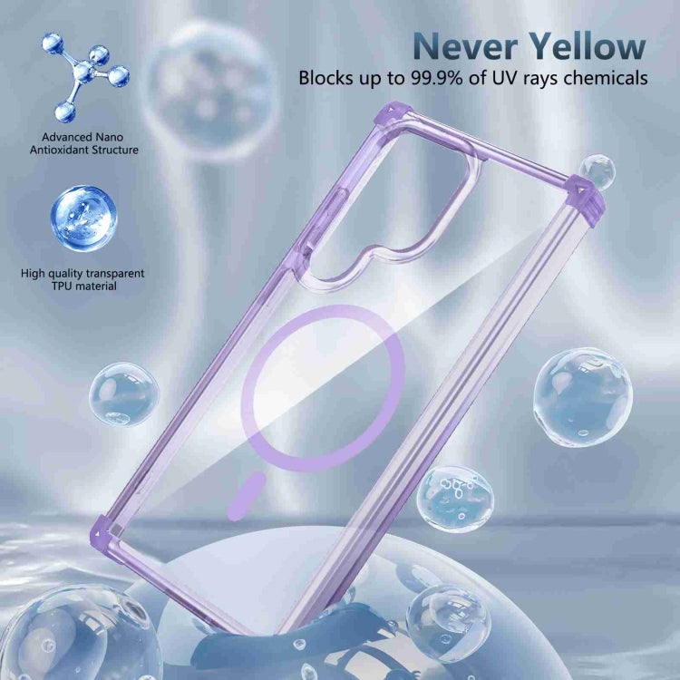 For Samsung Galaxy S22+ 5G Transparent MagSafe Magnetic Phone Case(Purple) - Galaxy S22+ 5G Cases by buy2fix | Online Shopping UK | buy2fix