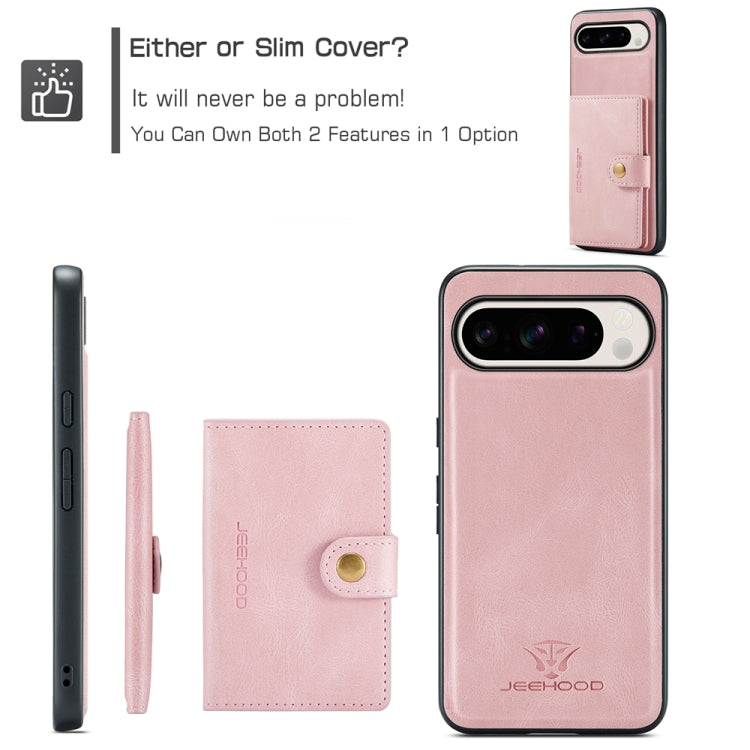 For Google Pixel 9 Pro JEEHOOD J01 Retro Magnetic Detachable Wallet Phone Case(Pink) - Google Cases by JEEHOOD | Online Shopping UK | buy2fix