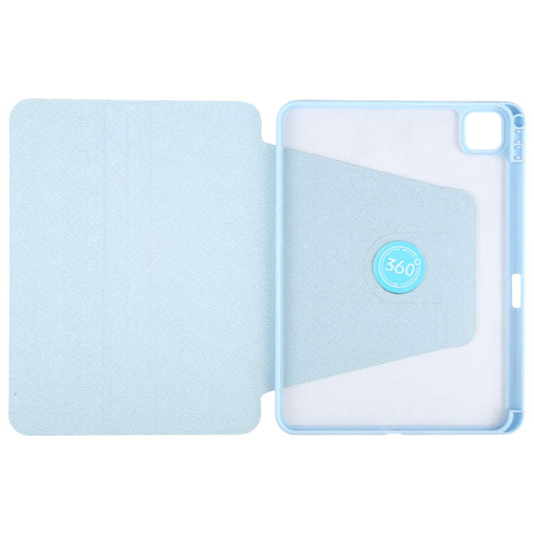 For iPad Air 11 2024 / Air 5 / Air 4 GEBEI Acrylic TPU 3-folding Rotating Smart Tablet Leather Case withh Pen Slot(Sky Blue) - iPad Air 11 2024 Cases by GEBEI | Online Shopping UK | buy2fix