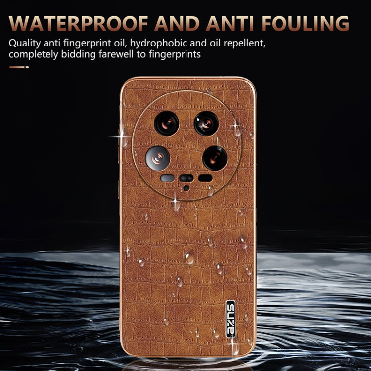 For Xiaomi 14 Ultra AZNS Electroplated Frame Crocodile Texture Full Coverage Phone Case(Blue) - 14 Ultra Cases by AZNS | Online Shopping UK | buy2fix