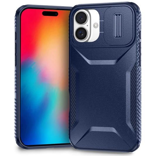 For iPhone 16 Plus Sliding Camshield Phone Case(Blue) - iPhone 16 Plus Cases by buy2fix | Online Shopping UK | buy2fix