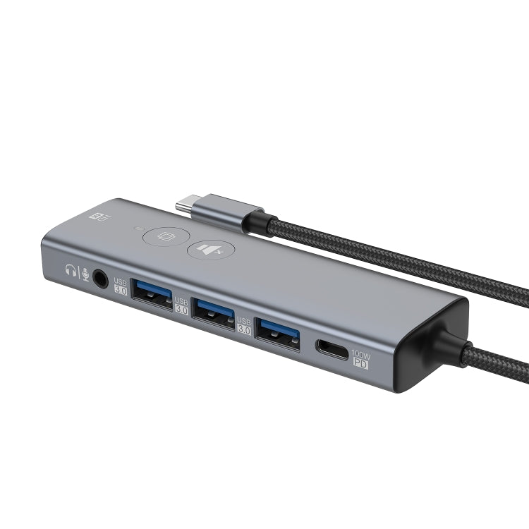 Onten UC123+ USB-C / Type-C to HDTV Multi-function HUB Docking Station with Button, Length:1.5m(Grey) - USB HUB by Onten | Online Shopping UK | buy2fix