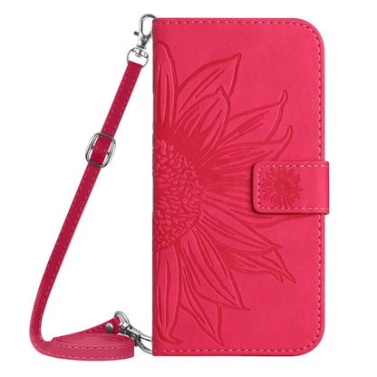 For Samsung Galaxy S25 5G Skin Feel Sun Flower Embossed Flip Leather Phone Case with Lanyard(Rose Red) - Galaxy S25 5G Cases by buy2fix | Online Shopping UK | buy2fix