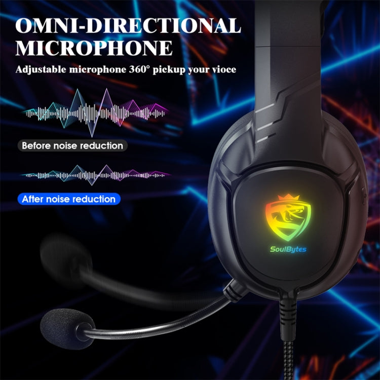 SoulBytes S20 RGB Light Gaming Headset with Mic(Black) - Multimedia Headset by Soulbytes | Online Shopping UK | buy2fix