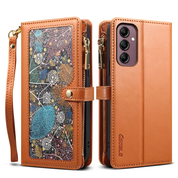 For Samsung Galaxy S25 5G ESEBLE Star Series Lanyard Zipper Wallet RFID Leather Case(Brown) - Galaxy S25 5G Cases by ESEBLE | Online Shopping UK | buy2fix