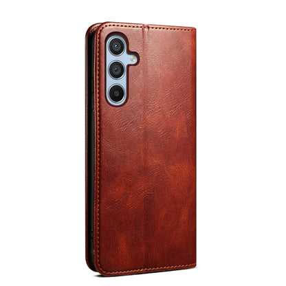 For Samsung Galaxy S25+ 5G Oil Wax Crazy Horse Texture Leather Phone Case(Brown) - Galaxy S25+ 5G Cases by buy2fix | Online Shopping UK | buy2fix