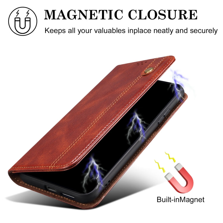 For Samsung Galaxy S25+ 5G Oil Wax Crazy Horse Texture Leather Phone Case(Brown) - Galaxy S25+ 5G Cases by buy2fix | Online Shopping UK | buy2fix