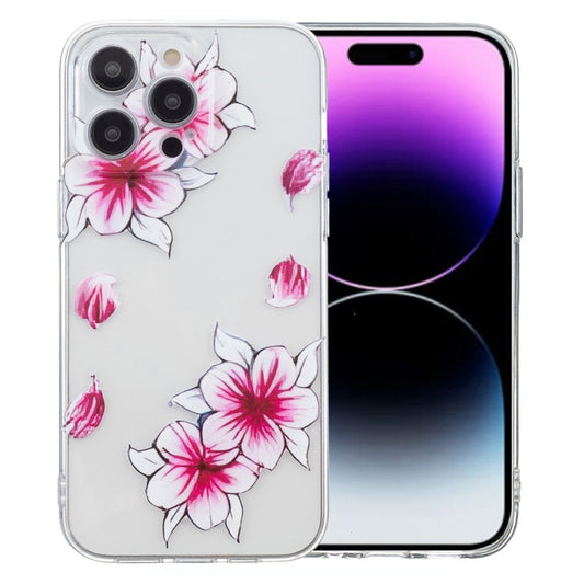 For iPhone 16 Pro Colored Drawing Pattern Transparent TPU Phone Case(Sakura) - iPhone 16 Pro Cases by buy2fix | Online Shopping UK | buy2fix