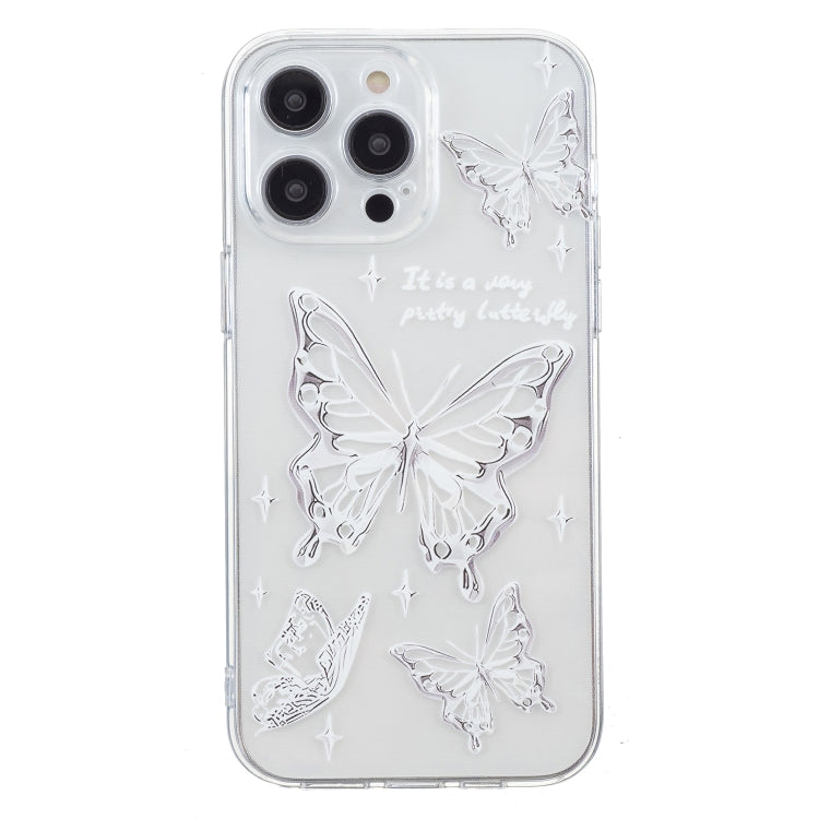 For iPhone 16 Pro Colored Drawing Pattern Transparent TPU Phone Case(Butterflies) - iPhone 16 Pro Cases by buy2fix | Online Shopping UK | buy2fix