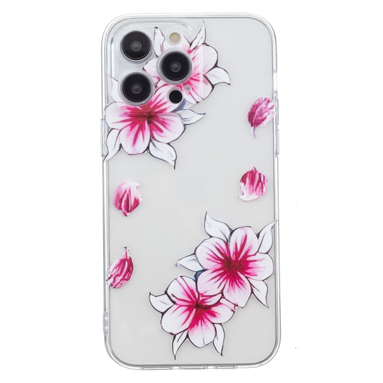 For iPhone 16 Pro Max Colored Drawing Pattern Transparent TPU Phone Case(Sakura) - iPhone 16 Pro Max Cases by buy2fix | Online Shopping UK | buy2fix