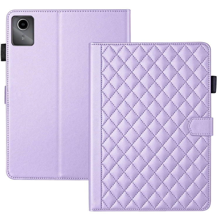 For Lenovo Tab M11 / Xiaoxin Pad 11 2024 Rhombus Lattice Leather Tablet Case(Purple) - Lenovo by buy2fix | Online Shopping UK | buy2fix