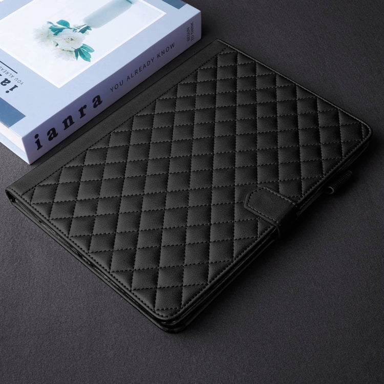 For Samsung Galaxy Tab S6 Lite 2024 Rhombus Lattice Leather Tablet Case(Black) - Tab S6 Lite P610 / P615 by buy2fix | Online Shopping UK | buy2fix