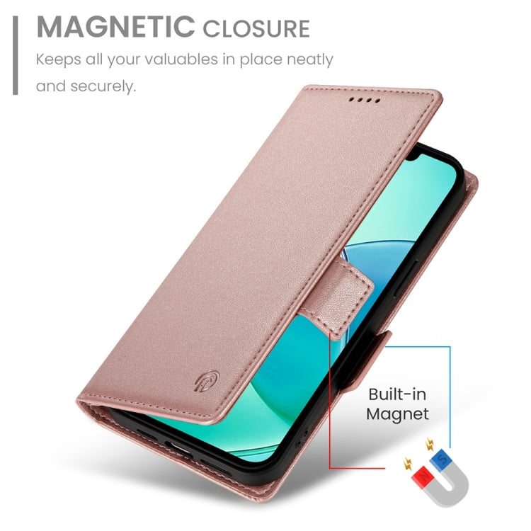 For iPhone SE 2024 Side Buckle Magnetic Frosted Leather Phone Case(Rose Gold) - More iPhone Cases by buy2fix | Online Shopping UK | buy2fix