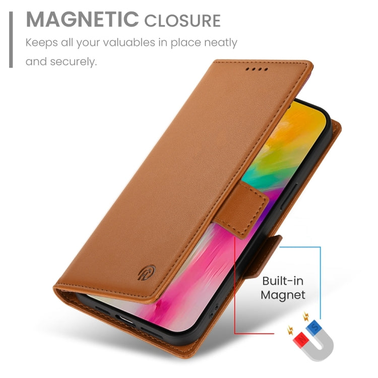 For iPhone 16 Pro Max Side Buckle Magnetic Frosted Leather Phone Case(Brown) - iPhone 16 Pro Max Cases by buy2fix | Online Shopping UK | buy2fix