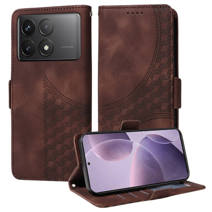 For Redmi K70 / K70 Pro Embossed Rhombus Starry Leather Phone Case(Brown) - K70 Pro Cases by buy2fix | Online Shopping UK | buy2fix