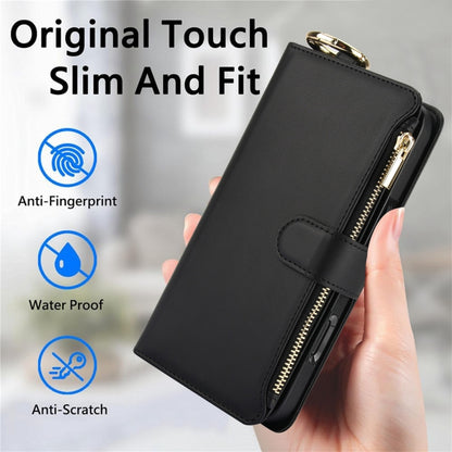 For iPhone 16 Crossbody Ring Multifunctional Wallet Leather Phone Case(Black) - iPhone 16 Cases by buy2fix | Online Shopping UK | buy2fix