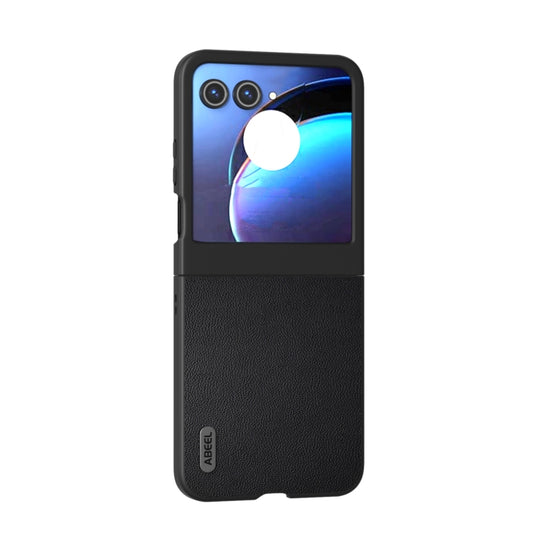 For Motorola Razr 50 ABEEL Genuine Leather Elegant Phone Case(Black) - Motorola Cases by buy2fix | Online Shopping UK | buy2fix