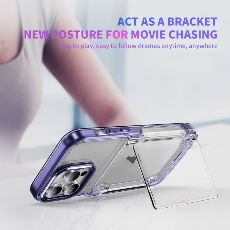 For iPhone 16 Card Holder Acrylic Hybrid TPU Phone Case(Transparent Purple) - iPhone 16 Cases by buy2fix | Online Shopping UK | buy2fix