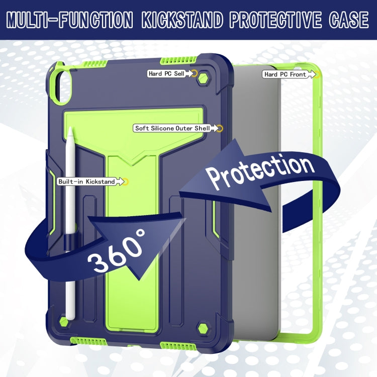 For iPad Air 11 2024 T Holder Robot Silicone Hybrid PC Tablet Case(Navy Yellow Green) - iPad Air 11 2024 Cases by buy2fix | Online Shopping UK | buy2fix