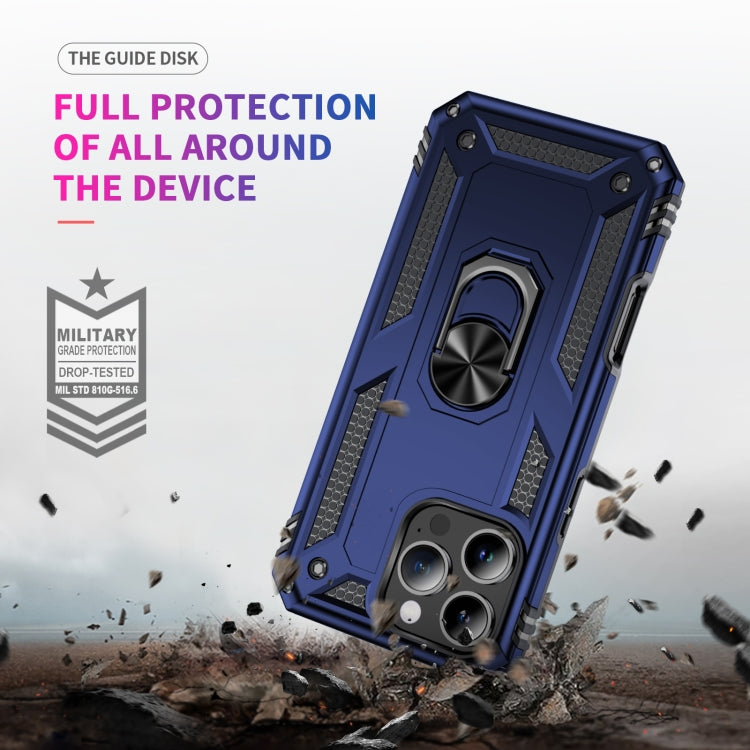 For iPhone 16 Pro Max Shockproof TPU Hybrid PC Phone Case with Holder(Blue) - iPhone 16 Pro Max Cases by buy2fix | Online Shopping UK | buy2fix