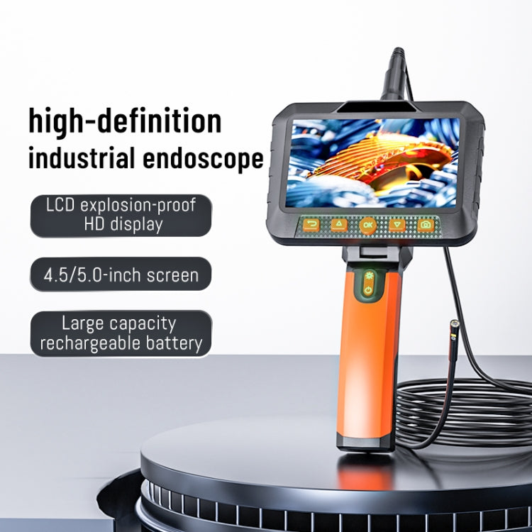 T27 5 inch IPS Color Screen 5.5mm Single Camera Handheld Hard Cable HD Industrial Endoscope, Length:5m(Orange Black) -  by buy2fix | Online Shopping UK | buy2fix