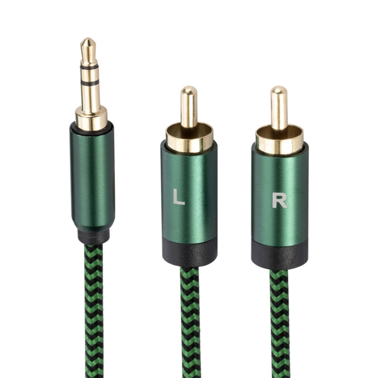 3.5mm Male to 2 RCA Male Audio Cable Amplifier Connector, Length:0.5m(Green) - RCA Cable by buy2fix | Online Shopping UK | buy2fix