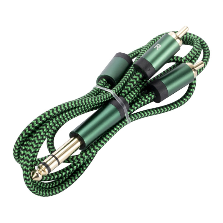 6.35mm Male to Dual RCA Female Audio Adapter Cable, Length:1m(Green) - RCA Cable by buy2fix | Online Shopping UK | buy2fix