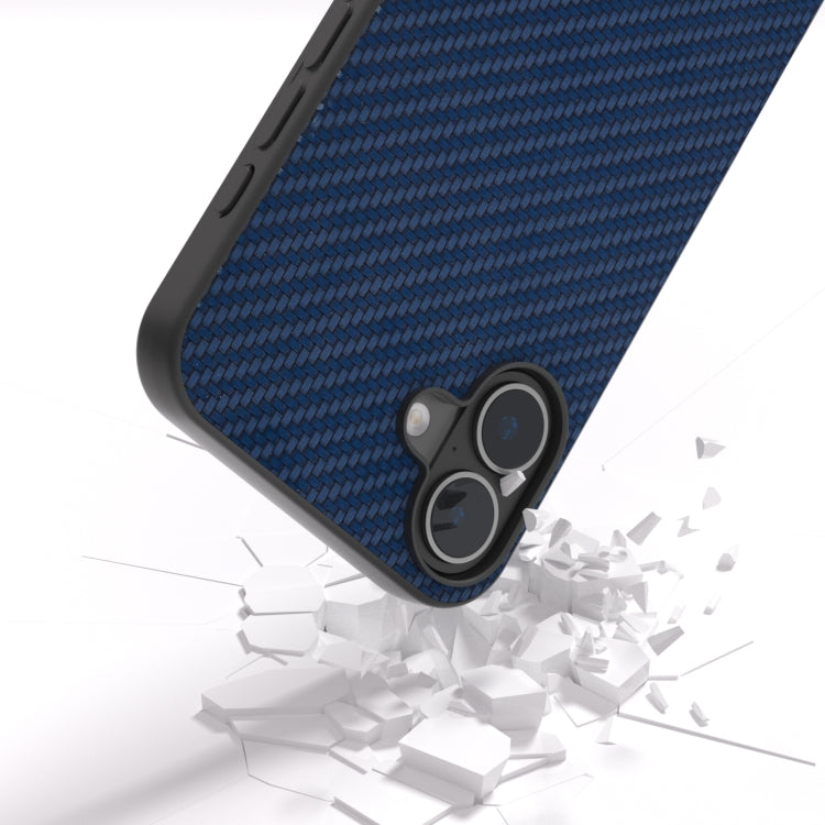 For iPhone 16 Carbon Fiber Texture Protective Phone Case(Dark Blue) - iPhone 16 Cases by buy2fix | Online Shopping UK | buy2fix