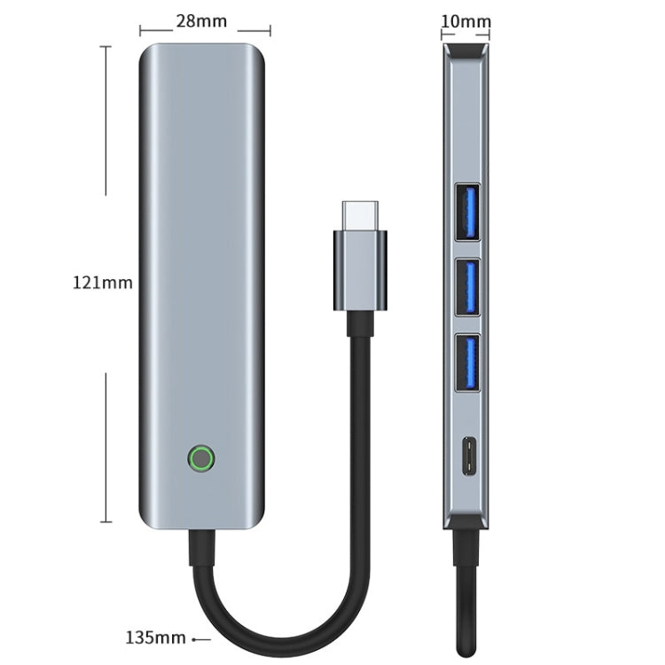 BYL-2319 5 in 1 USB-C / Type-C to USB3.0+USB-C / Type-C+HDTV Multi-function Docking Station(Grey) - USB HUB by buy2fix | Online Shopping UK | buy2fix