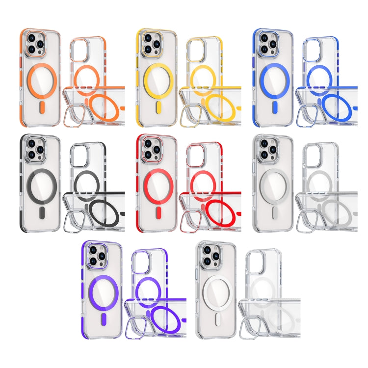 For iPhone 12 Pro Max Dual-Color Clear Acrylic Hybrid TPU Lens Flip Holder MagSafe Phone Case(Purple) - iPhone 12 Pro Max Cases by buy2fix | Online Shopping UK | buy2fix