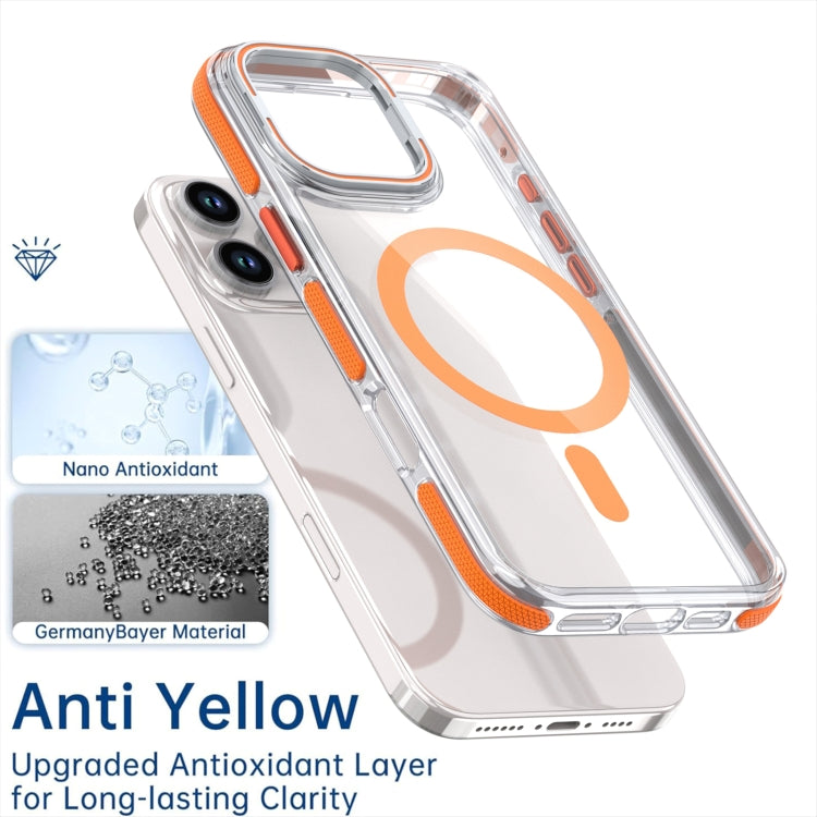 For iPhone 16 Plus Dual-Color Clear Acrylic Hybrid TPU Lens Flip Holder MagSafe Phone Case(White) - iPhone 16 Plus Cases by buy2fix | Online Shopping UK | buy2fix