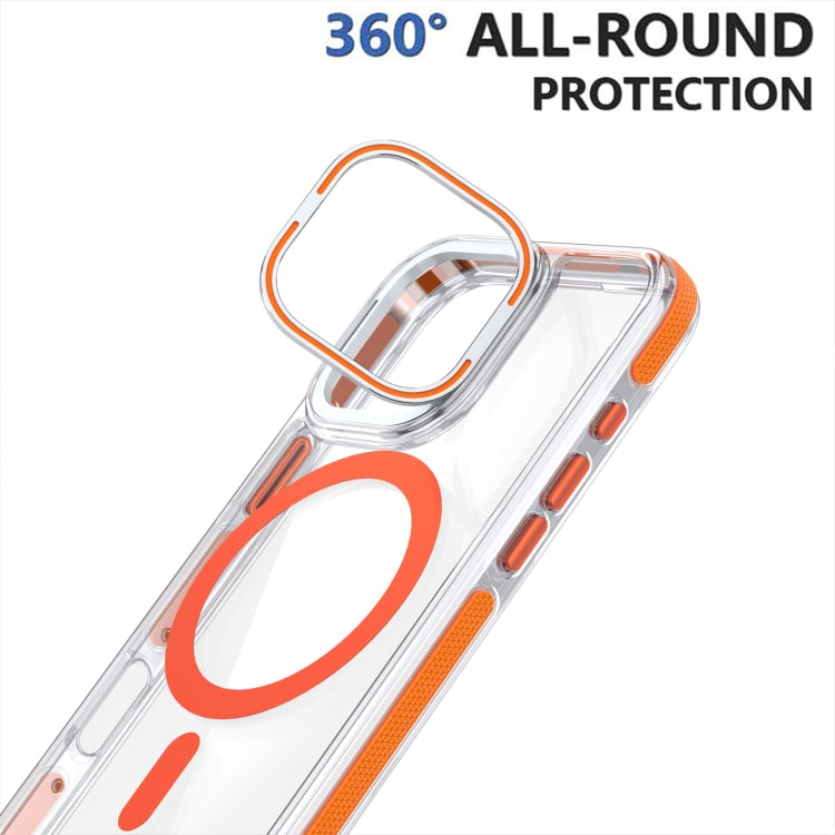 For iPhone 16 Plus Dual-Color Clear Acrylic Hybrid TPU Lens Flip Holder MagSafe Phone Case(Red) - iPhone 16 Plus Cases by buy2fix | Online Shopping UK | buy2fix