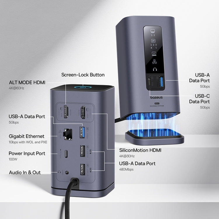 Baseus Spacemate Series 10 in 1 Working Station Multifunctional USB-C / Type-C HUB Adapter(Space Grey) - USB HUB by Baseus | Online Shopping UK | buy2fix