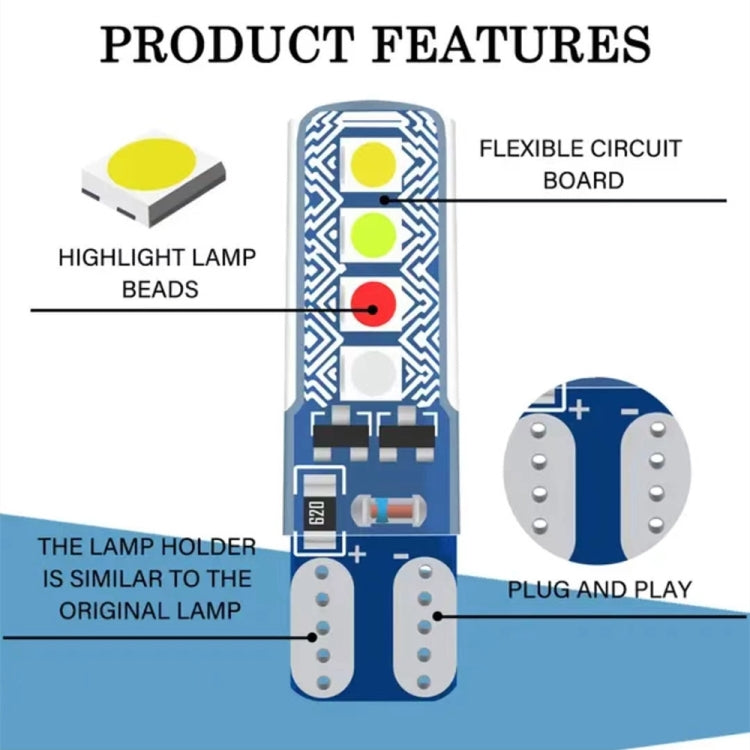 4pcs/Pack T10 3030 Lamp Beads 8SMD Car Clearance Lights License Plate Light - Clearance Lights by buy2fix | Online Shopping UK | buy2fix