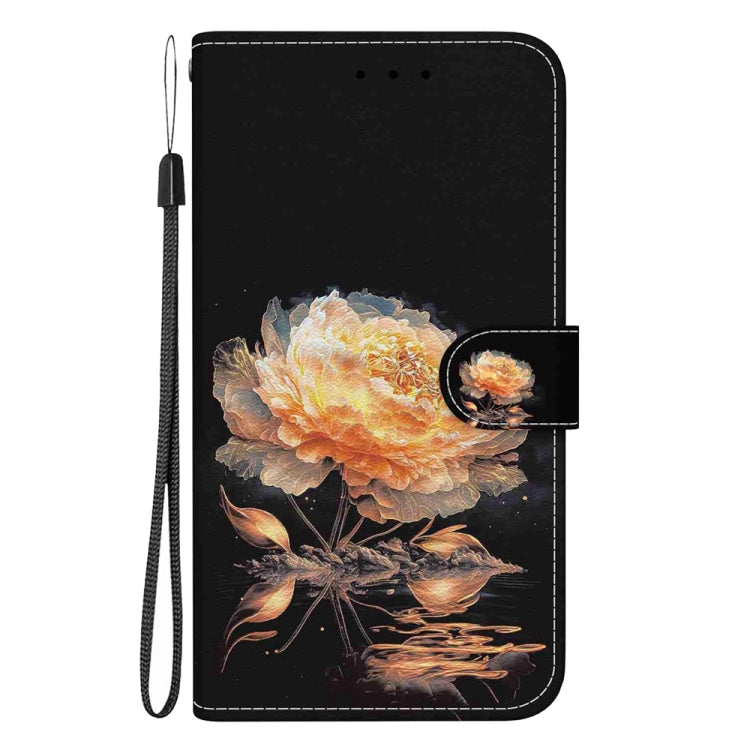 For Samsung Galaxy S25 Ultra 5G Crystal Texture Colored Drawing Leather Phone Case(Gold Peony) - Galaxy S25 Ultra 5G Cases by buy2fix | Online Shopping UK | buy2fix