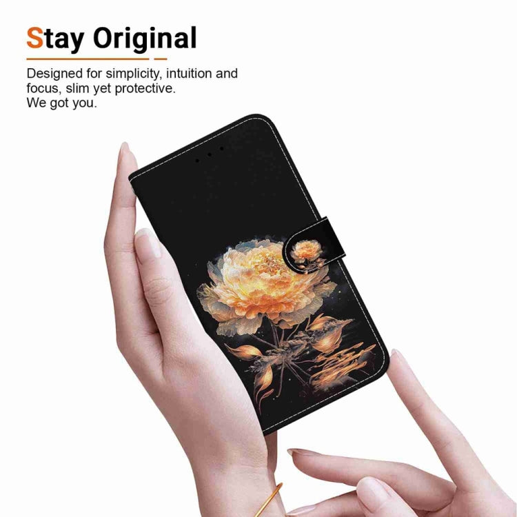 For Samsung Galaxy S25 Ultra 5G Crystal Texture Colored Drawing Leather Phone Case(Gold Peony) - Galaxy S25 Ultra 5G Cases by buy2fix | Online Shopping UK | buy2fix