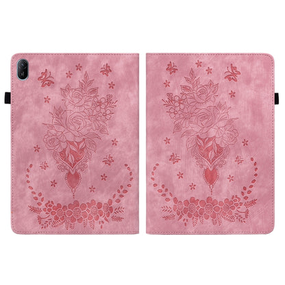 For Huawei MatePad SE 11 2024 Butterfly Rose Embossed Leather Tablet Case(Pink) - Huawei by buy2fix | Online Shopping UK | buy2fix